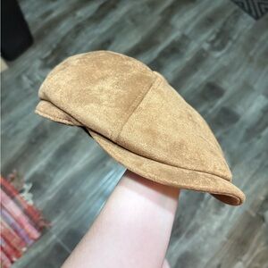 Tan Suede Newsboy Cap